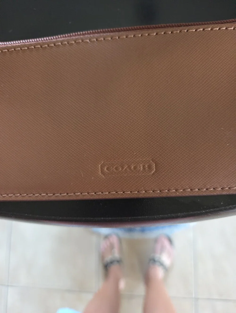 Coach Brown Pencil Bag Or COIN PURSE OR Card Wallet with Gold Hardware